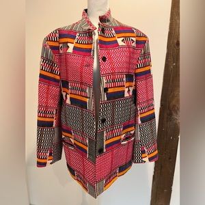 Vintage Boho Multicolor Cotton Womens Jacket M